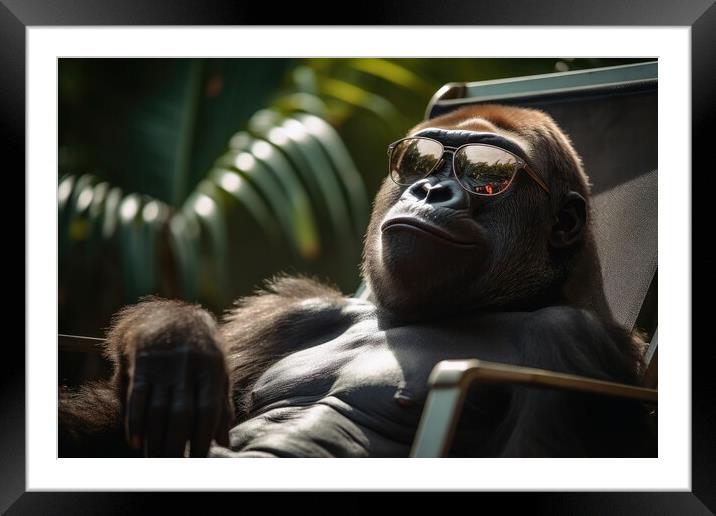 Gorilla chilling and having a good time. Framed Mounted Print by Michael Piepgras