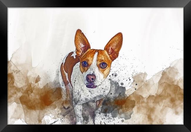 A beautiful watercolor painting of a cute dog. Framed Print by Michael Piepgras
