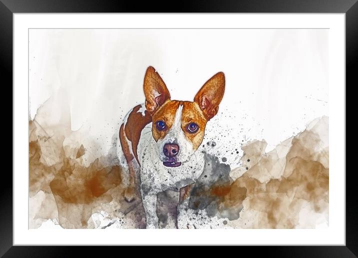 A beautiful watercolor painting of a cute dog. Framed Mounted Print by Michael Piepgras