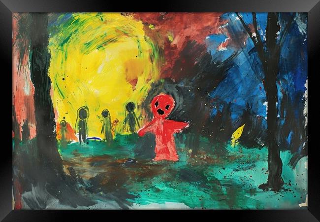 A childs painting of its scaring dreams. Framed Print by Michael Piepgras