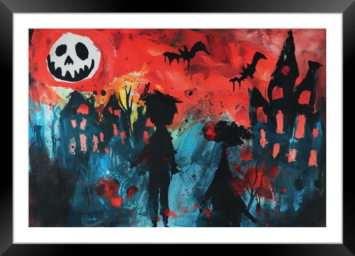 A childs painting of its scaring dreams. Framed Mounted Print by Michael Piepgras
