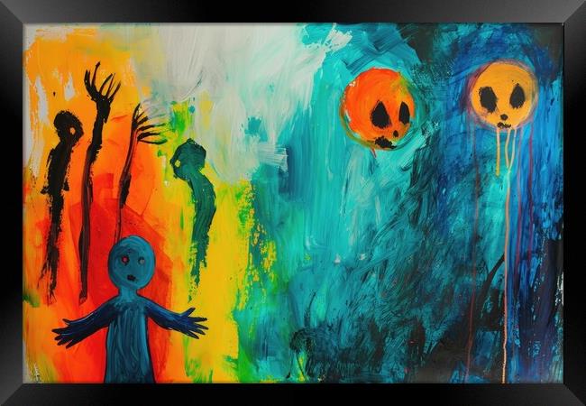 A childs painting of its scaring dreams. Framed Print by Michael Piepgras