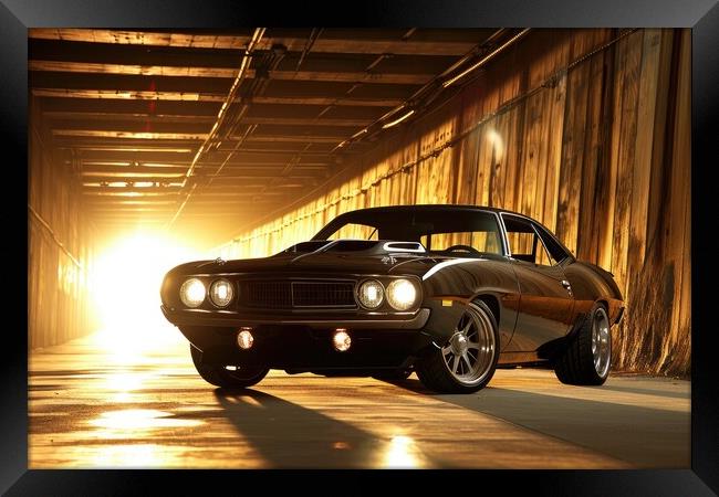 A custom tuned muscle car in a spectacular light. Framed Print by Michael Piepgras