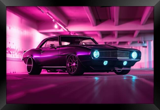 A custom tuned muscle car in a spectacular light. Framed Print by Michael Piepgras