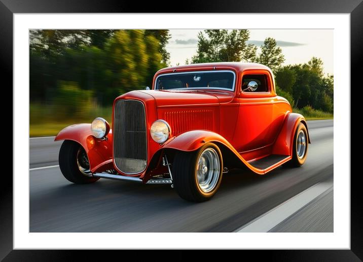 A fast hot rod car on the road. Framed Mounted Print by Michael Piepgras