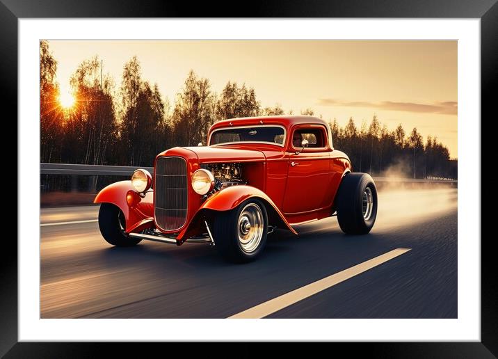 A fast hot rod car on the road. Framed Mounted Print by Michael Piepgras
