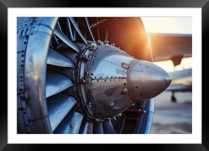 Close up of an aircraft turbine. Framed Mounted Print by Michael Piepgras