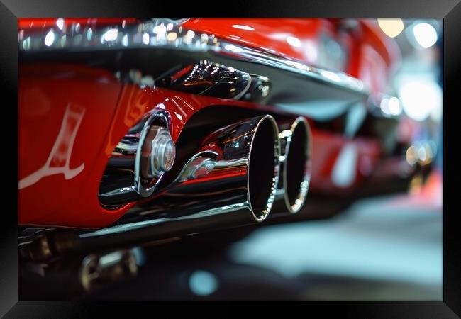 Close-up of a tuned sports car exhaust system. Framed Print by Michael Piepgras