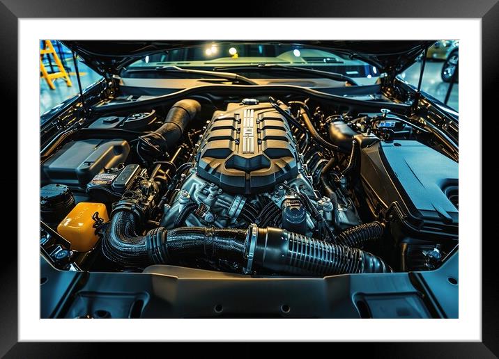 View into the engine compartment of a powerful tuned engine. Framed Mounted Print by Michael Piepgras