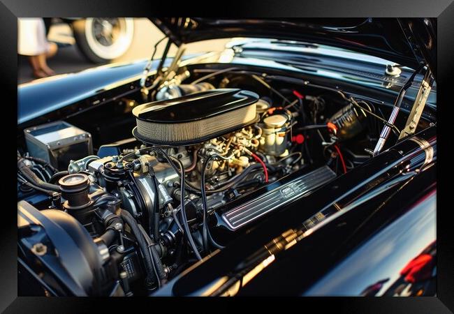 View into the engine compartment of a powerful tuned engine. Framed Print by Michael Piepgras