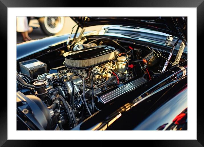 View into the engine compartment of a powerful tuned engine. Framed Mounted Print by Michael Piepgras