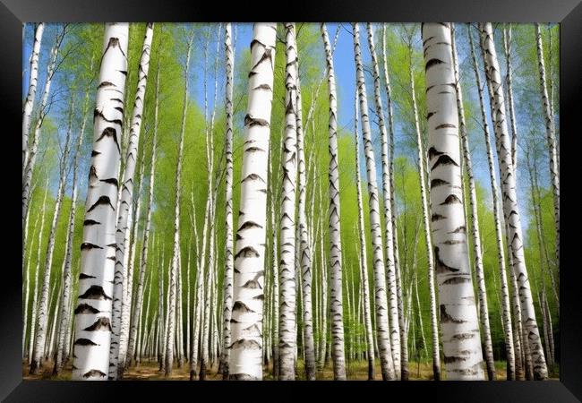 A beautiful birch forest with many white tree trunks. Framed Print by Michael Piepgras