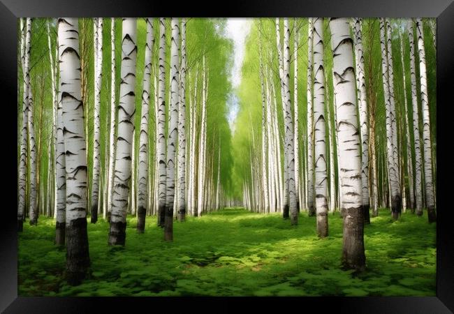 A beautiful birch forest with many white tree trunks. Framed Print by Michael Piepgras