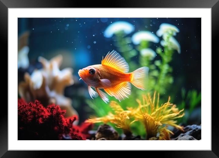 A beautiful fish and aquarium background. Framed Mounted Print by Michael Piepgras