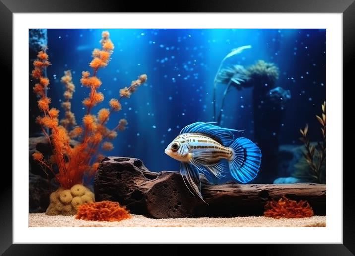 A beautiful fish and aquarium background. Framed Mounted Print by Michael Piepgras