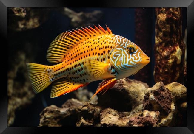 A beautiful fish and aquarium background. Framed Print by Michael Piepgras