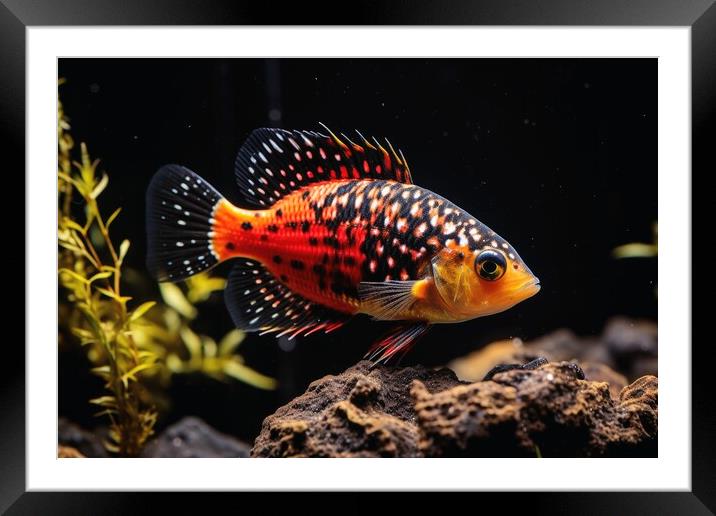 A beautiful fish and aquarium background. Framed Mounted Print by Michael Piepgras