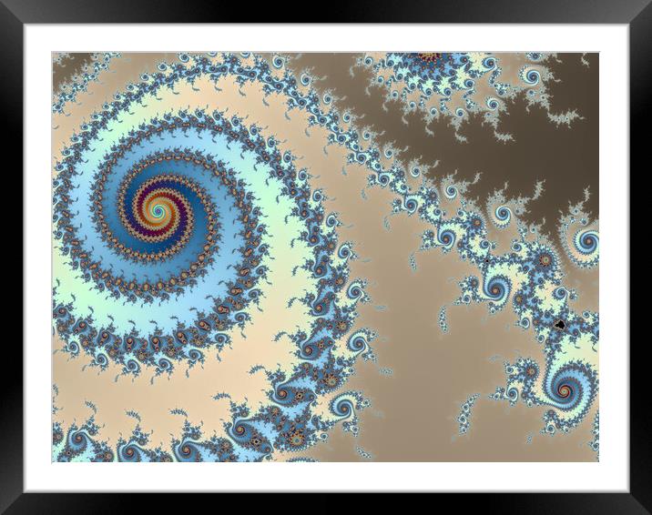 Beautiful zoom into the infinite mathemacial mandelbrot set fractal Framed Mounted Print by Michael Piepgras