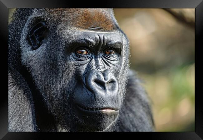 A detailed close up show of a male gorilla. Framed Print by Michael Piepgras