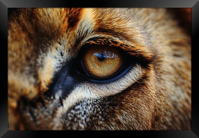 Close up of the eye of a male Lion. Framed Print by Michael Piepgras