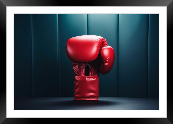 A close up of a red boxing glove. Framed Mounted Print by Michael Piepgras
