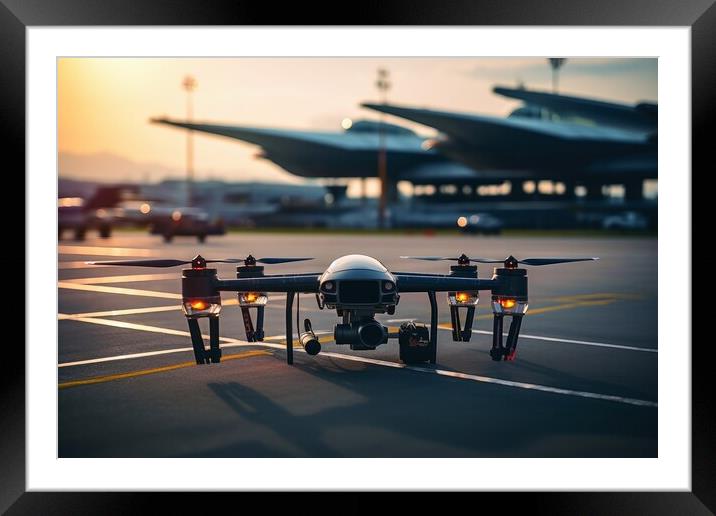 A close up of a drone with a camera. Framed Mounted Print by Michael Piepgras