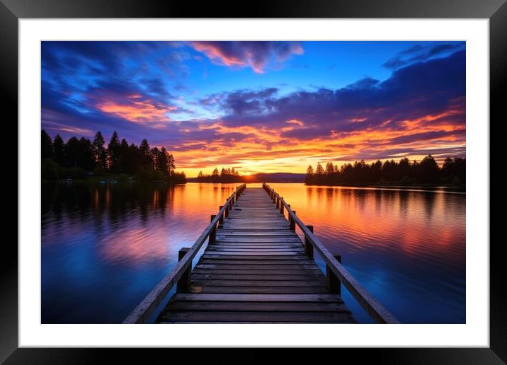 A perfect sunset on a lake. Framed Mounted Print by Michael Piepgras