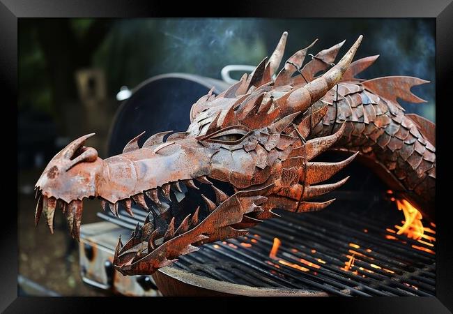 A barbecue grill in form of a dragon. Framed Print by Michael Piepgras