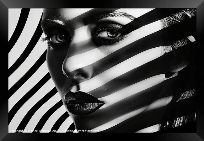 A stunning female portrait in black and white with deep shadows. Framed Print by Michael Piepgras