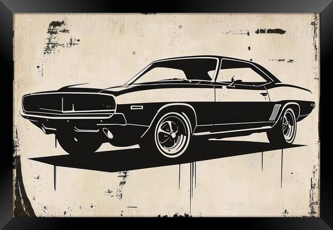A beautiful papercut of a muscle car. Framed Print by Michael Piepgras