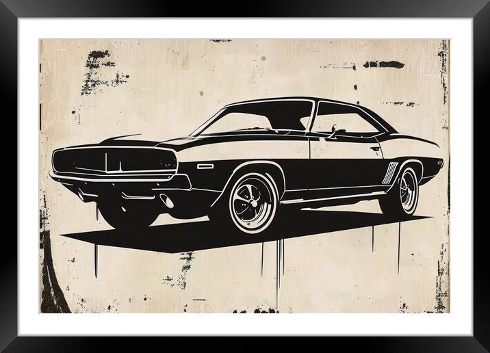 A beautiful papercut of a muscle car. Framed Mounted Print by Michael Piepgras