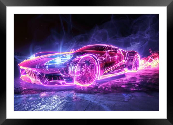 A glowing ethereal aura of a sportscar. Framed Mounted Print by Michael Piepgras
