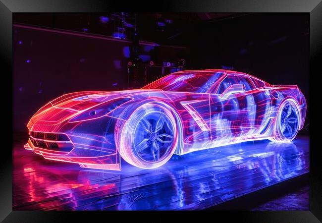 A glowing ethereal aura of a sportscar. Framed Print by Michael Piepgras