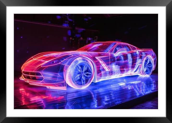 A glowing ethereal aura of a sportscar. Framed Mounted Print by Michael Piepgras
