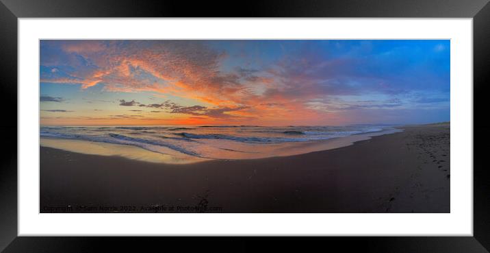 Beach sunset panorama Framed Mounted Print by Sam Norris
