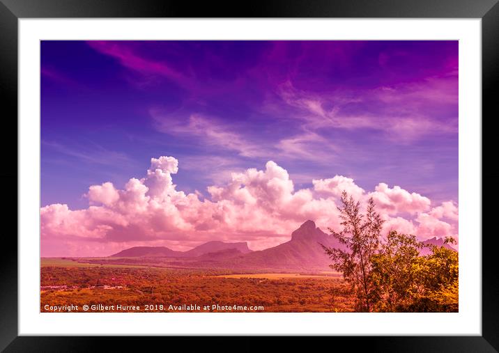 Mauritius' Mountain Range Panorama Framed Mounted Print by Gilbert Hurree