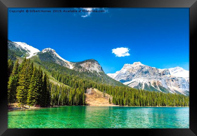 Turquoise Tranquillity: Emerald Lake Framed Print by Gilbert Hurree
