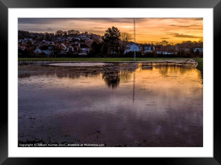 Richmond Park Flooded Fields  Framed Mounted Print by Gilbert Hurree