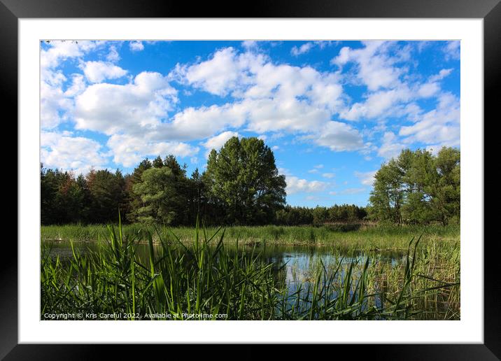 The blue sky over the river in hot summer Framed Mounted Print by Kris Careful