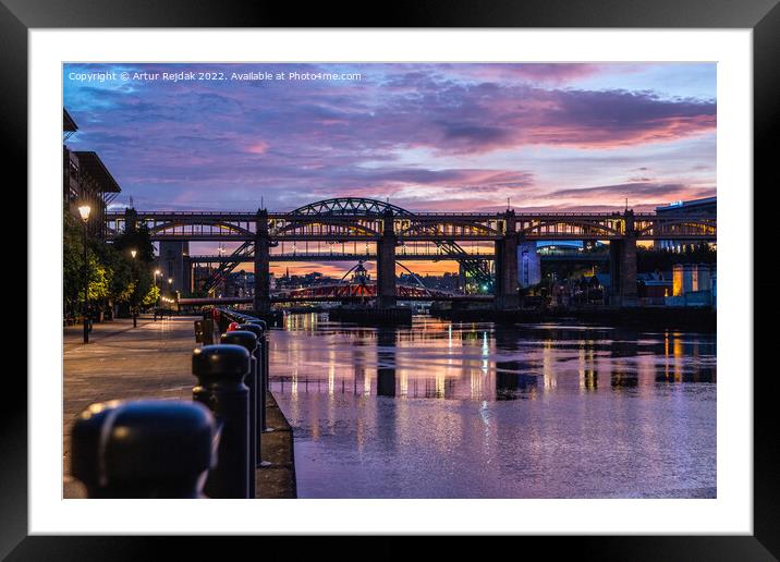 Good morning Newcastle - city ​​of bridges #2 Framed Mounted Print by Artur Rejdak