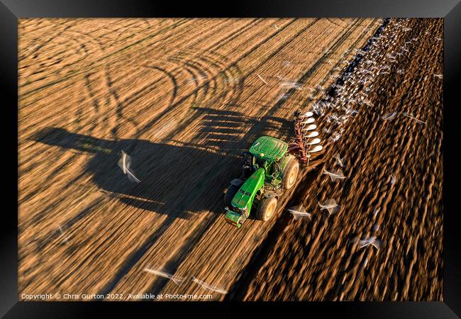 John Deere Ploughing Framed Print by Chris Gurton