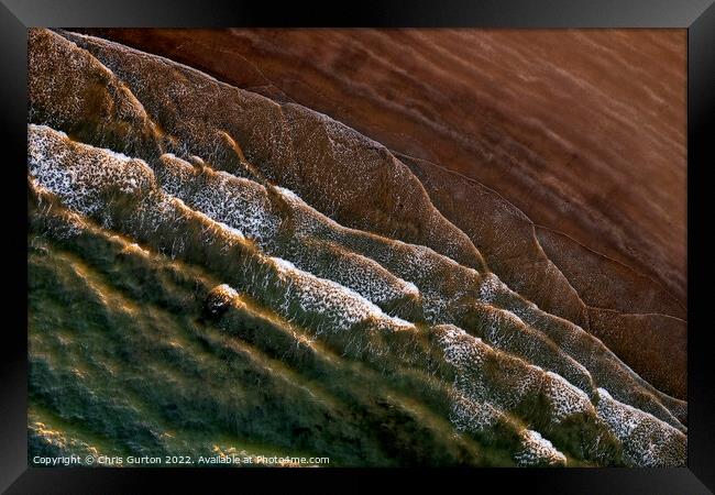 Waves on Borth Beach Framed Print by Chris Gurton