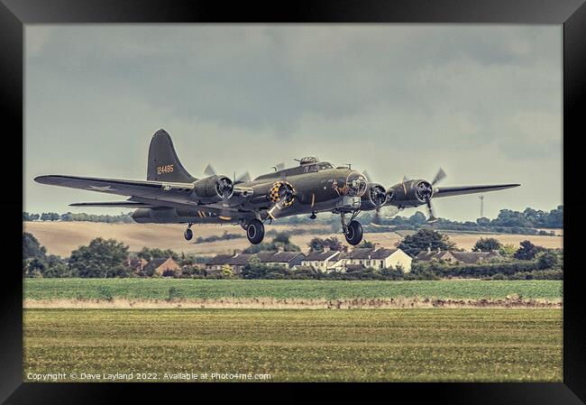 Boeing B-17 Bomber taking off Framed Print by Dave Layland