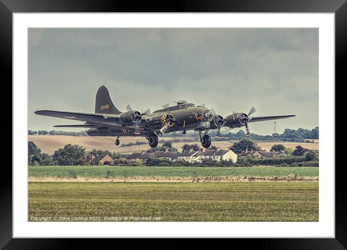 Boeing B-17 Bomber taking off Framed Mounted Print by Dave Layland