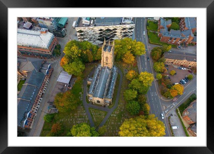 St Georges Church Sheffield Framed Mounted Print by Apollo Aerial Photography