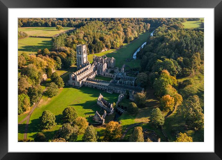 Fountains Abbey From The Air Framed Mounted Print by Apollo Aerial Photography