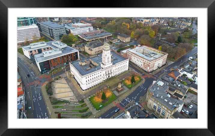 Barnsley Town Hall and University Campus Framed Mounted Print by Apollo Aerial Photography