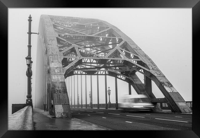 Tyne Bridge In The Fog Framed Print by Apollo Aerial Photography