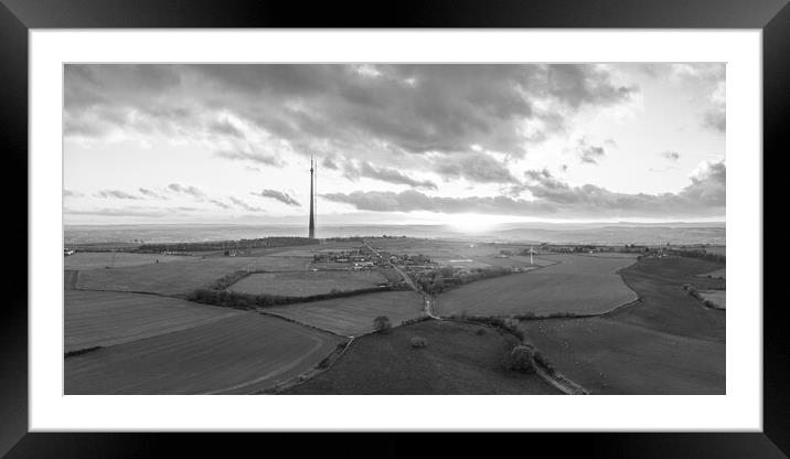 Emley Moor Mast Sunset Framed Mounted Print by Apollo Aerial Photography