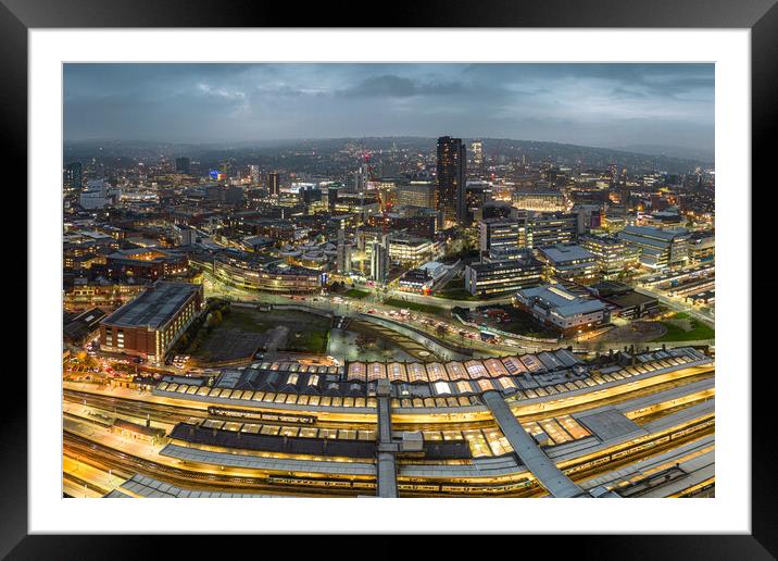 Sheffield City At Night Framed Mounted Print by Apollo Aerial Photography